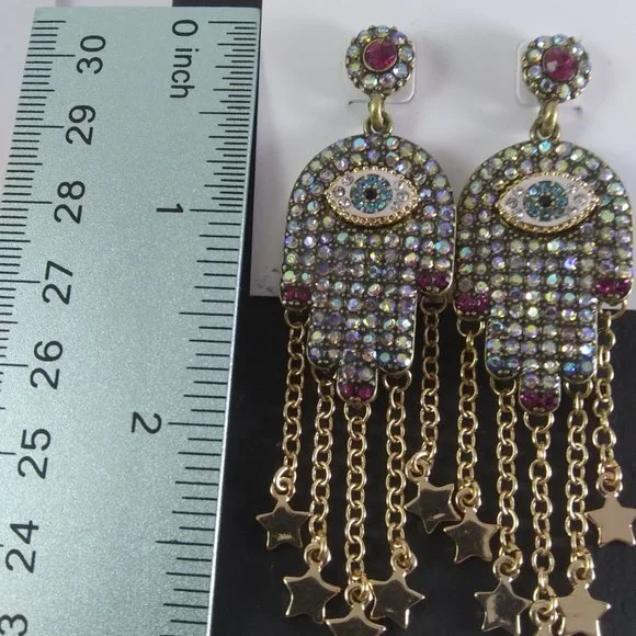Betsey Johnson hamasa evil eye earrings very cool boho hippie gypsy - Picture 6 of 9